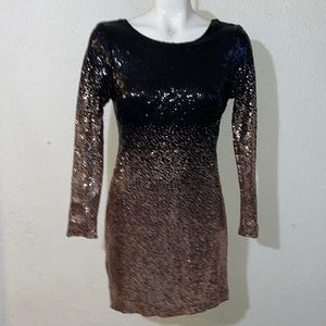 Charlotte Russe Black & Gold Verigated Sequin Wiggle Bodycon Dress - Medium